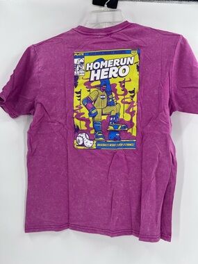 Plate Crate "Homerun Hero" graphic t-shirt in pink acid wash youth XL new